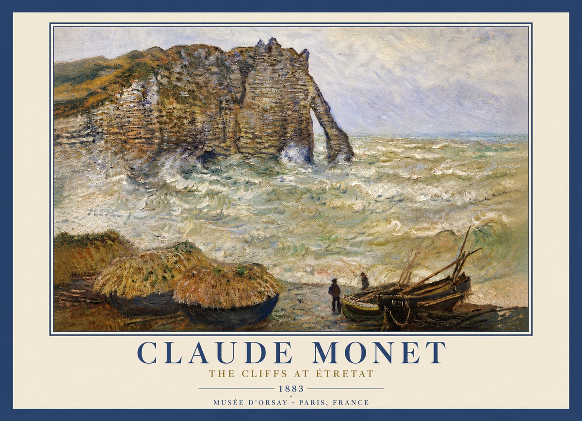 Monet The Cliffs at Etretat No6 - Póster