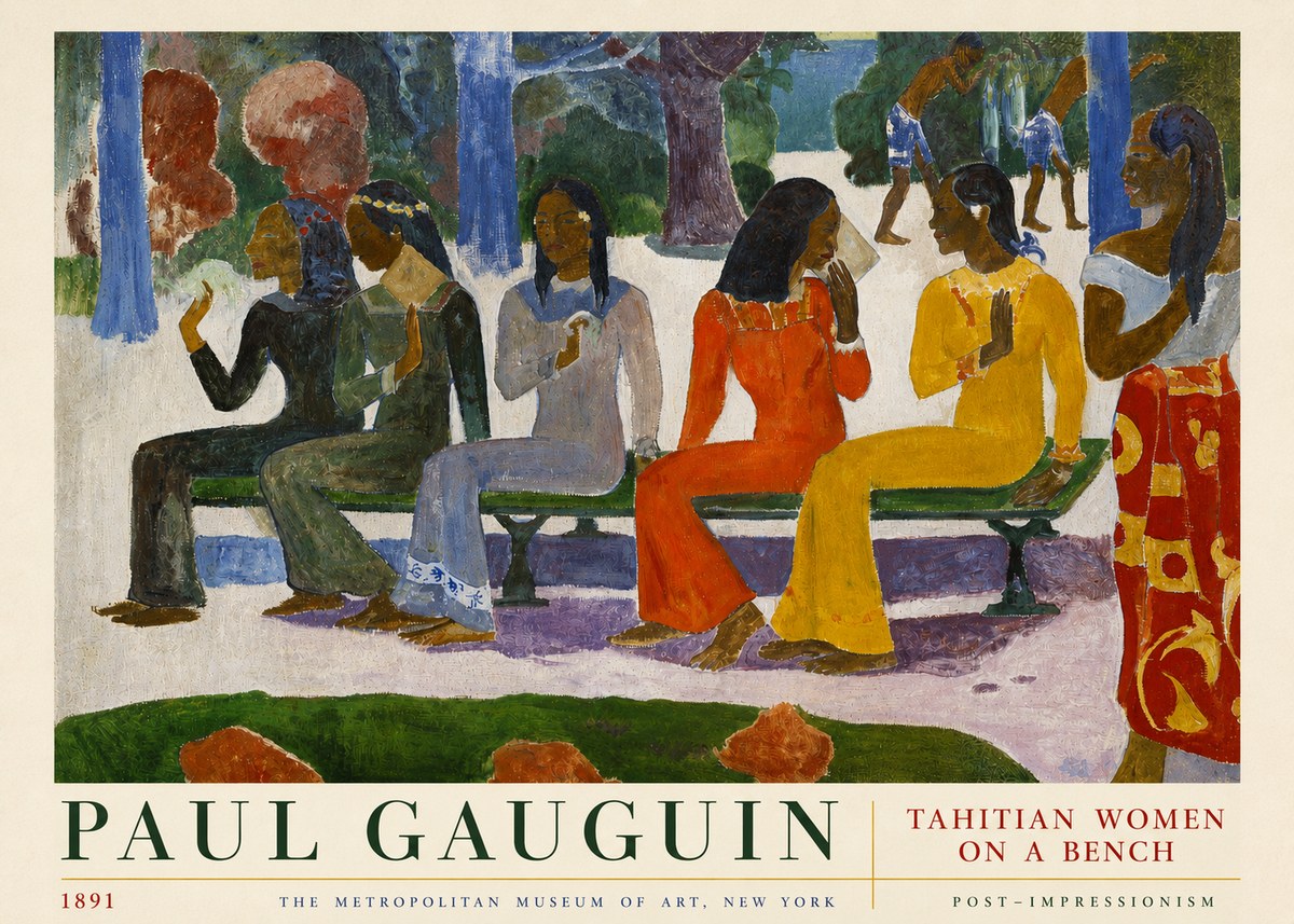Paul Gauguin Tahitian Women on a Bench No3 - Póster