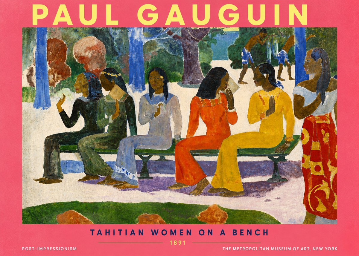 Paul Gauguin Tahitian Women on a Bench No6 - Póster