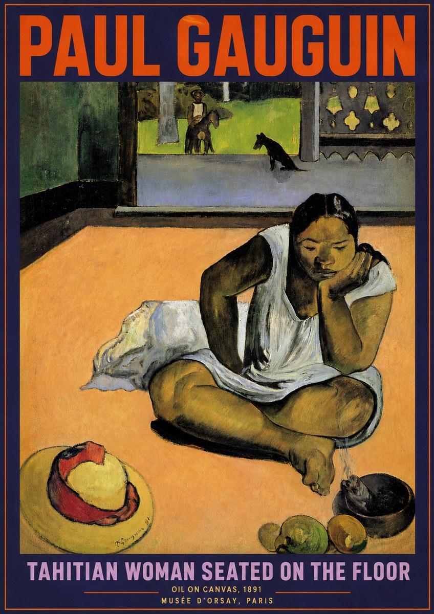 Paul Gauguin Tahitian Woman Seated on the Floor No4 - Póster