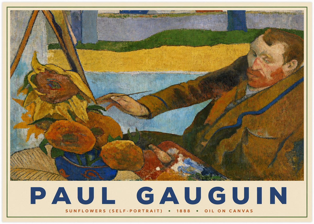 Paul Gauguin The Artist and His Sunflowers No5 - Póster