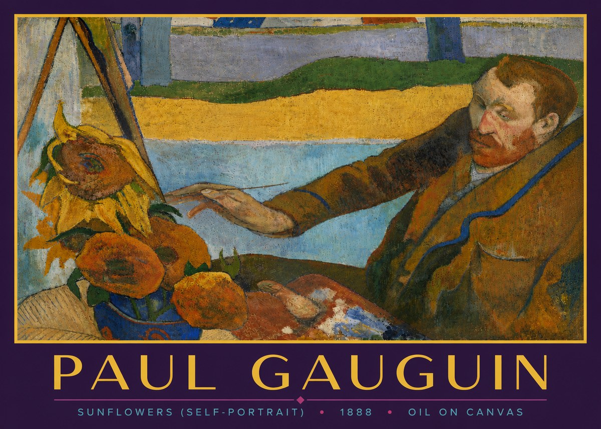 Paul Gauguin The Artist and His Sunflowers No6 - Póster