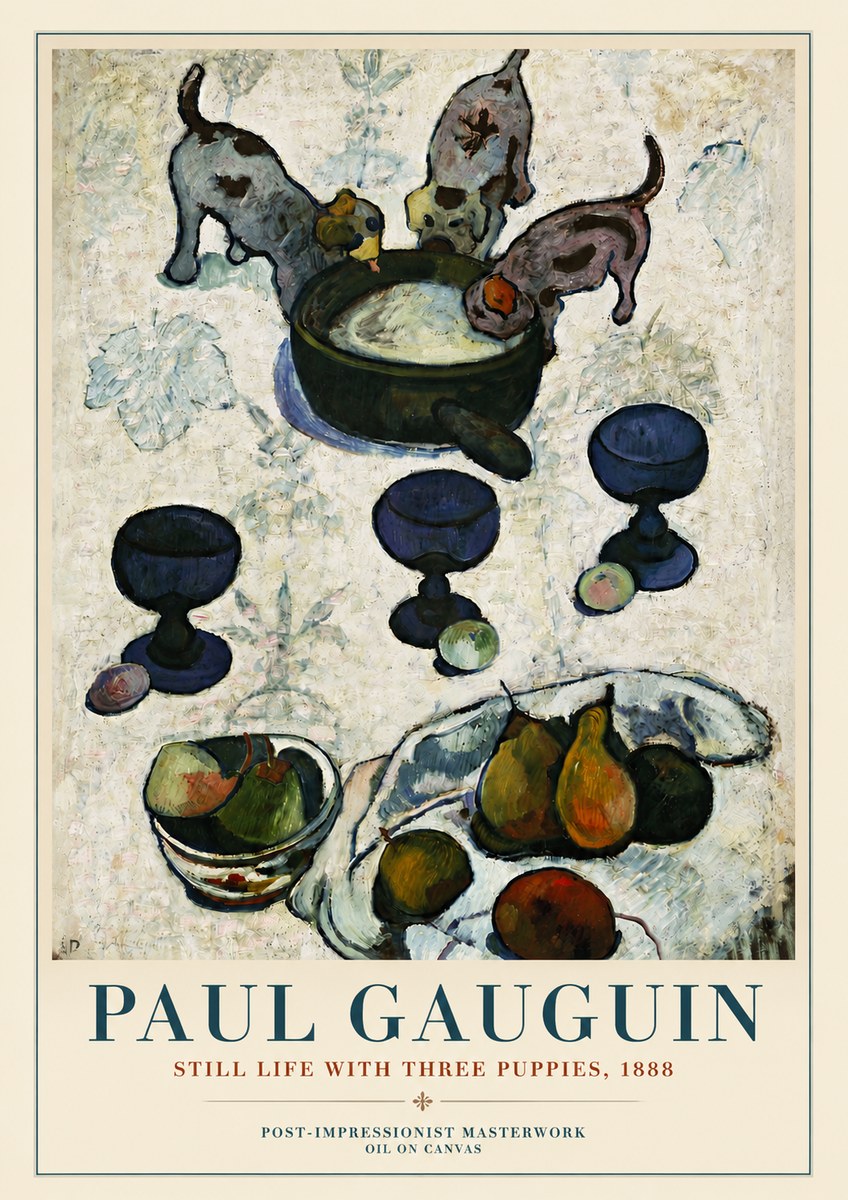 Paul Gauguin Still Life with Three Puppies, 1888 No3 - Póster