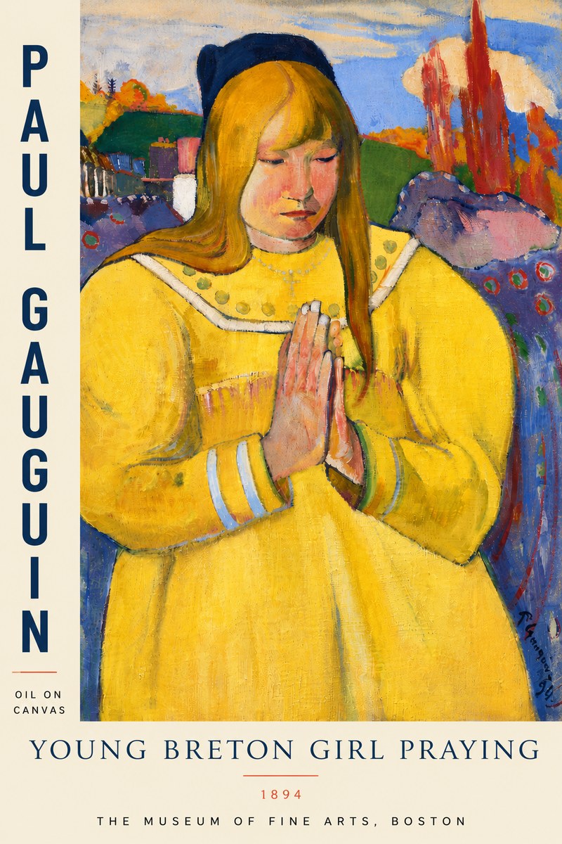 Paul Gauguin Young Breton Girl Praying, 1894 No5 - Póster