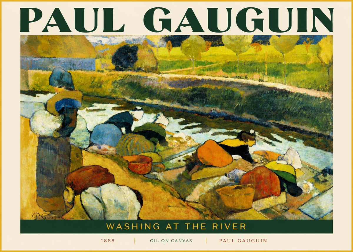 Paul Gauguin Washing at the River No5 - Póster