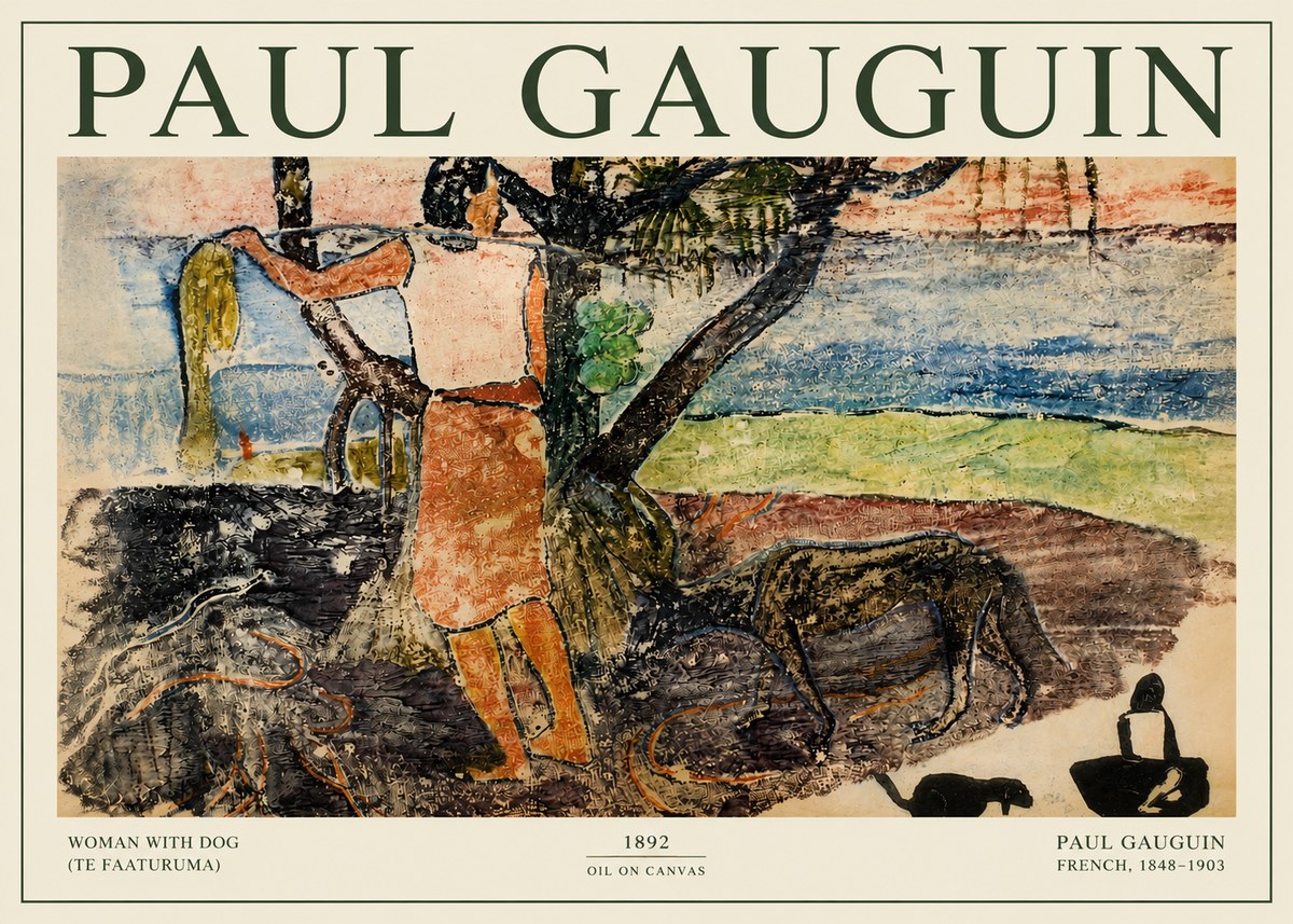 Paul Gauguin Woman with Dog (Te Faaturuma) No3 - Póster