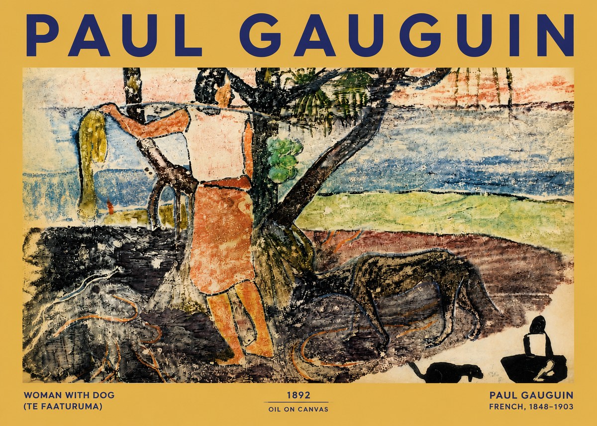 Paul Gauguin Woman with Dog (Te Faaturuma) No4 - Póster