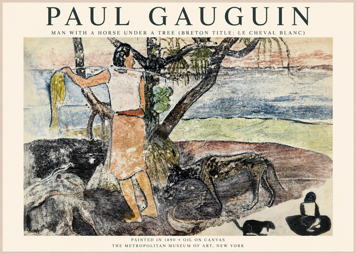 Paul Gauguin Woman with Dog (Te Faaturuma) No6 - Póster