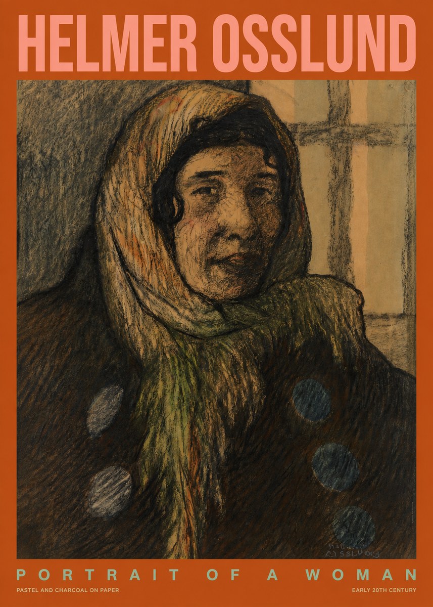 Helmer Osslund Portrait of a Woman No2 - Póster