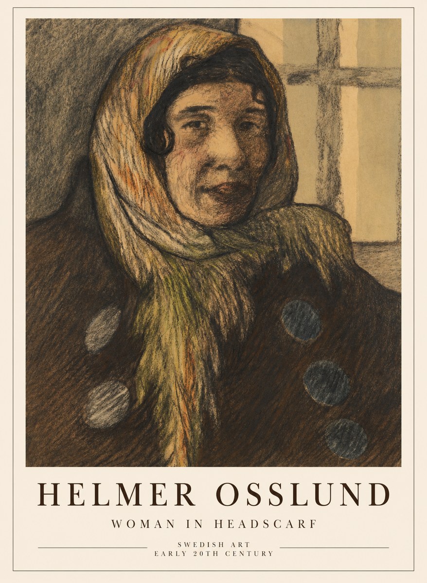 Helmer Osslund Portrait of a Woman No5 - Póster