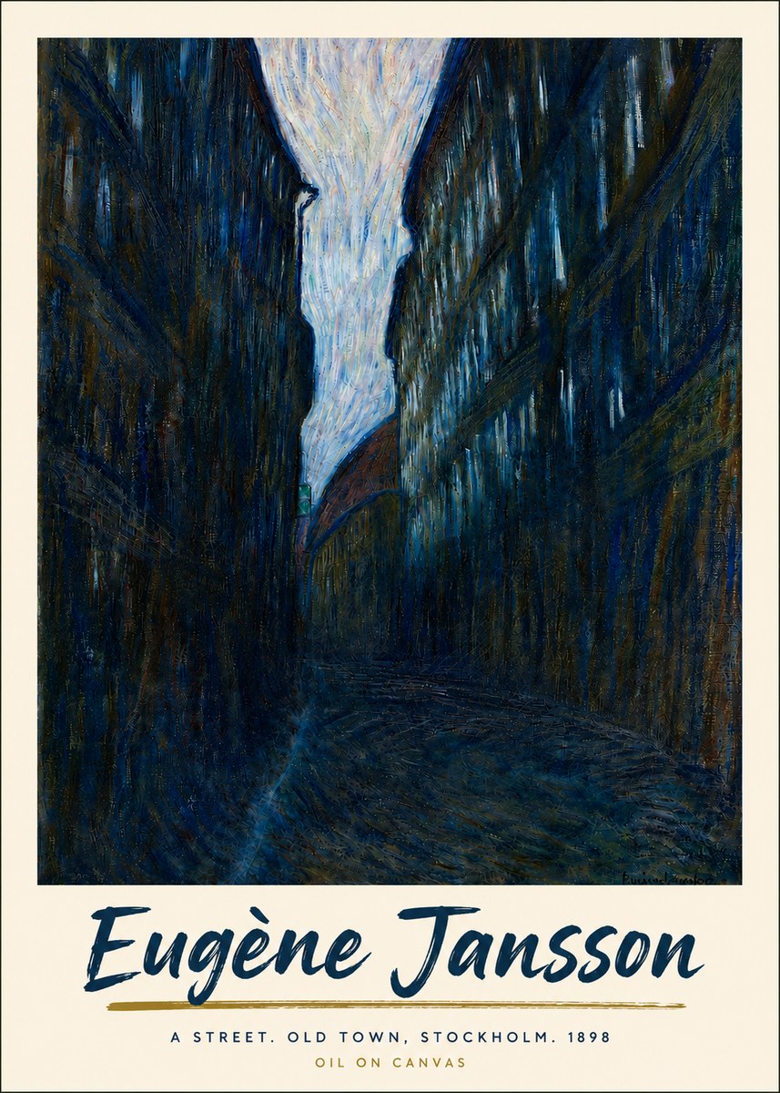 Eugène Jansson A Street. Old Town, Stockholm. 1898 No4 - Póster