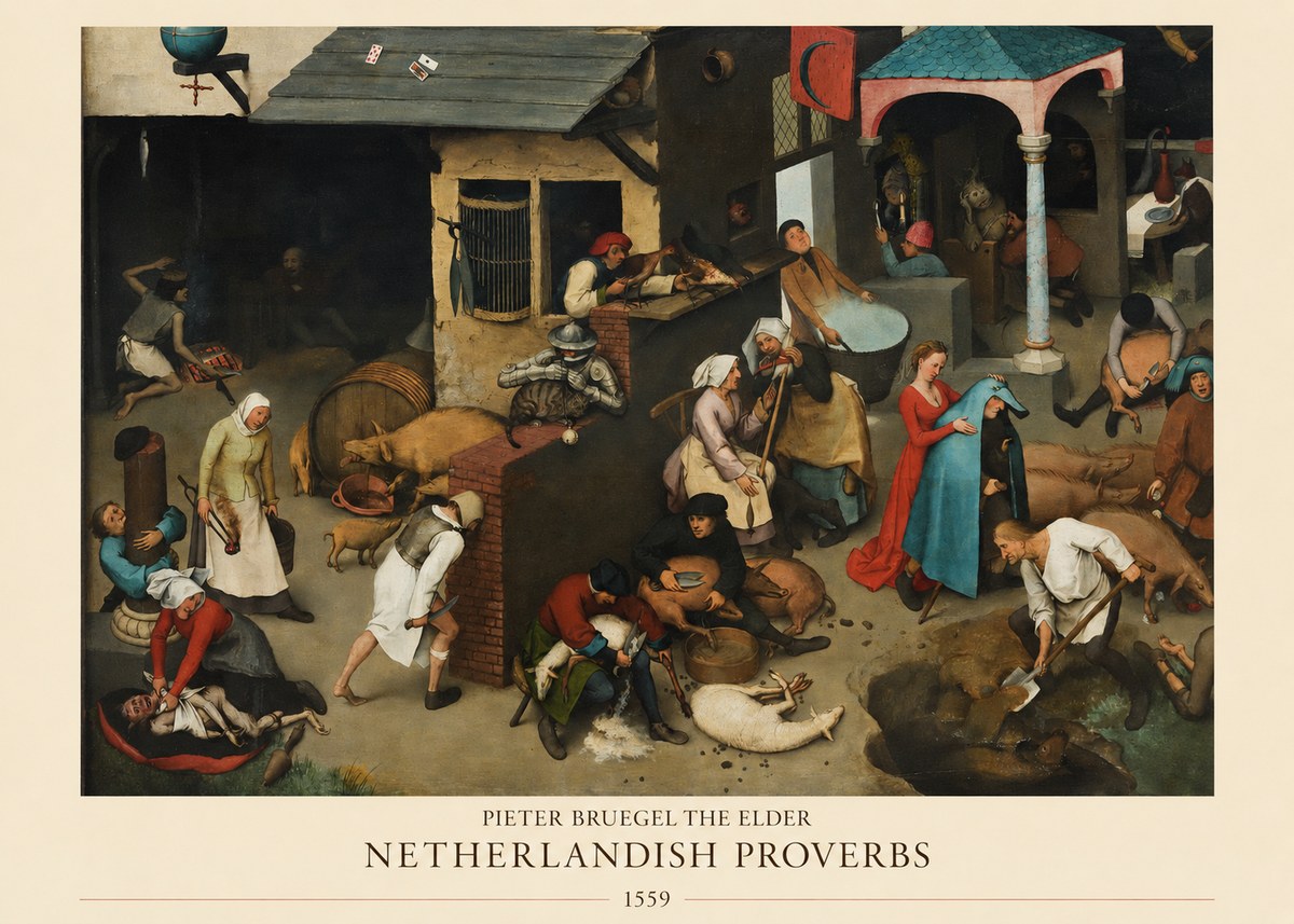 Pieter Bruegel Netherlandish Proverbs VI No5 - Póster