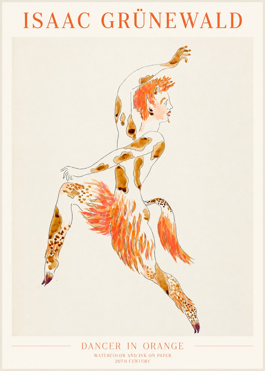 Isaac Grünewald Dancer in Orange No1 - Póster