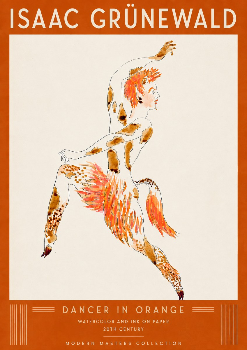 Isaac Grünewald Dancer in Orange No5 - Póster