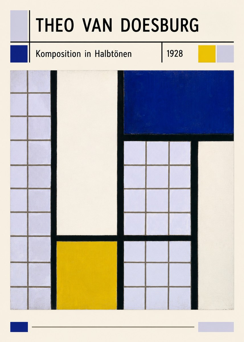 Theo van Doesburg Komposition in Halbtönen No6 - Póster