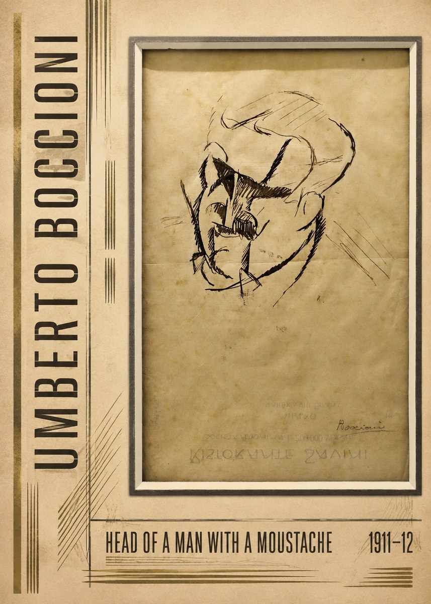 Umberto Boccioni Head of a Man with a Moustache No3 - Póster