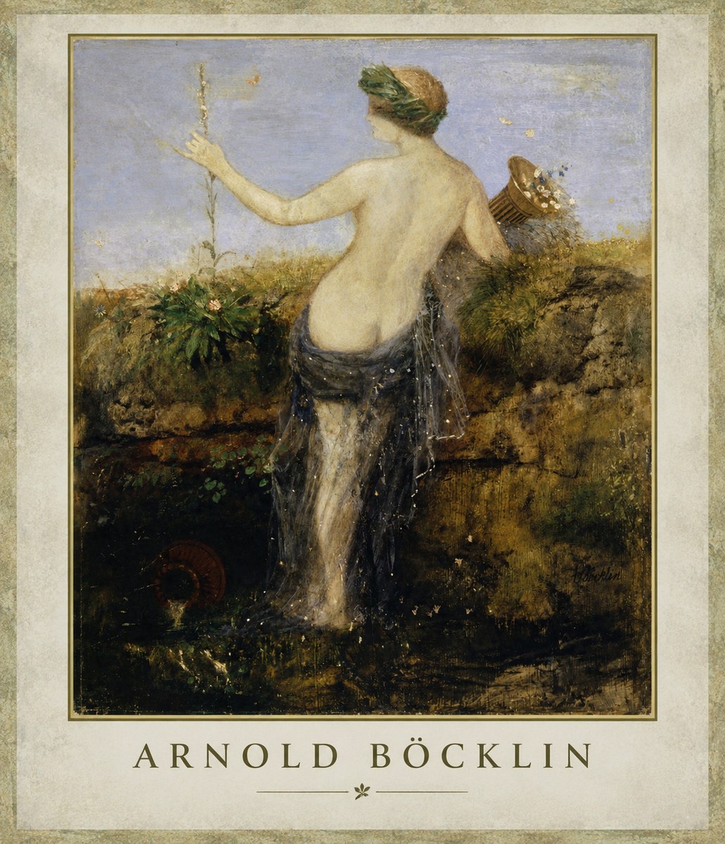 Arnold Böcklin Nymph in a Spring Forest No1 - Póster