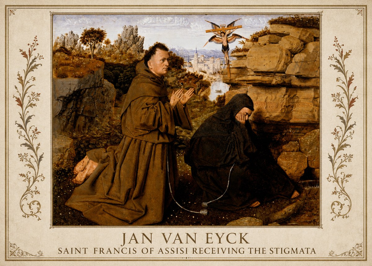 Jan van Eyck Saint Francis of Assisi Receiving the Stigmata No1 - Póster