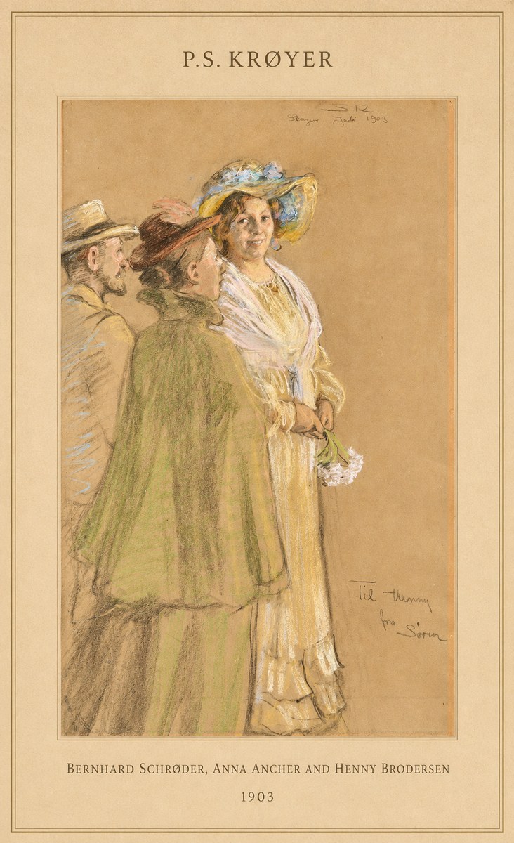 P.S. Krøyer Bernhard Schrøder, Anna Ancher and Henny Brodersen No4 - Póster