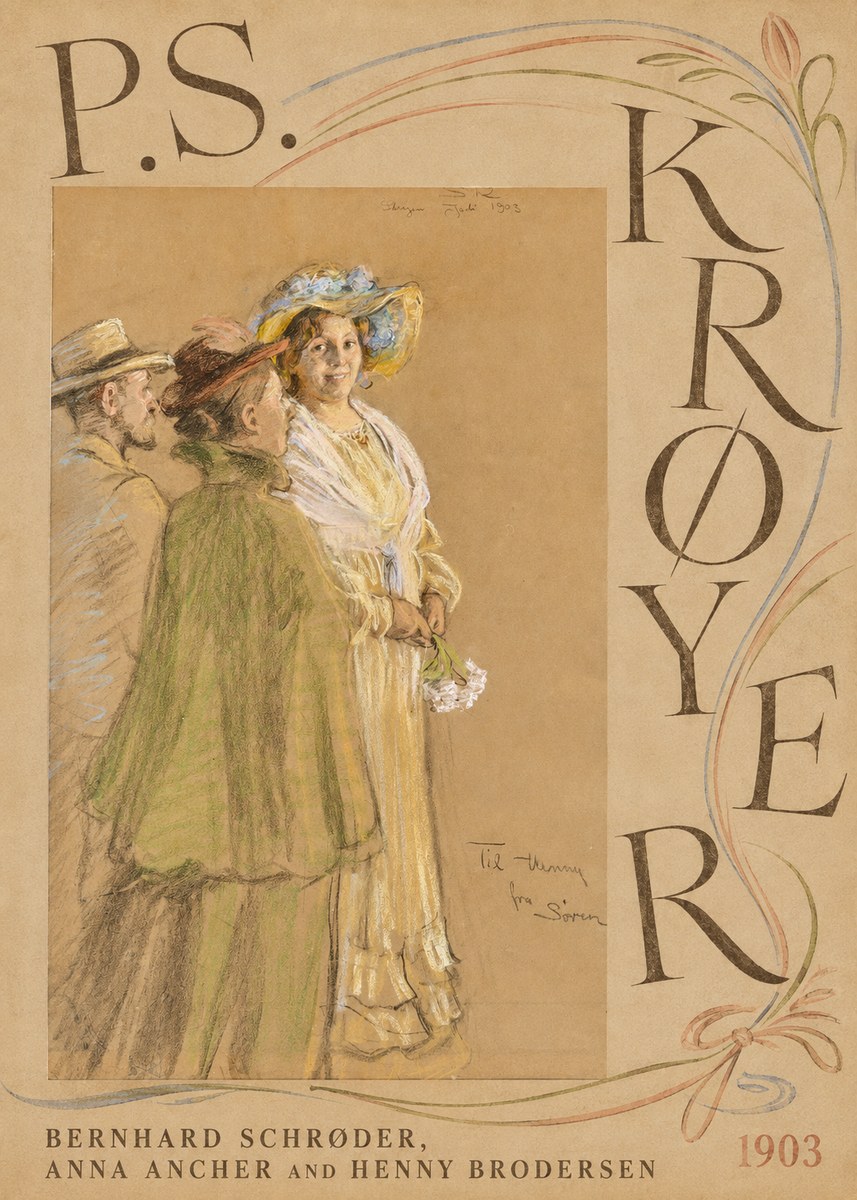 P.S. Krøyer Bernhard Schrøder, Anna Ancher and Henny Brodersen No5 - Póster