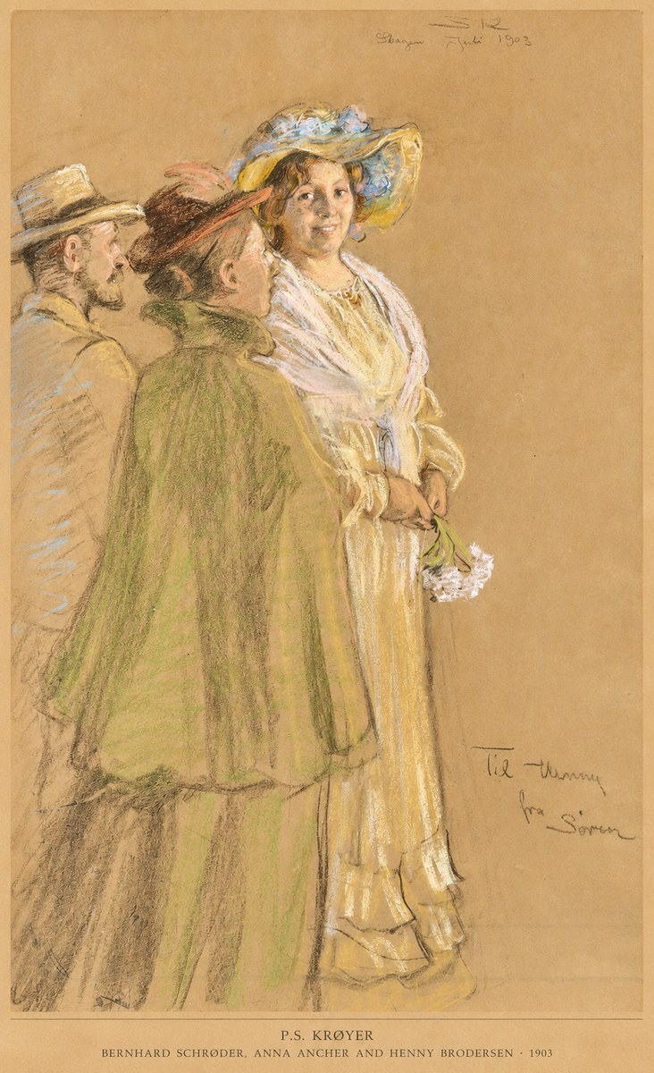 P.S. Krøyer Bernhard Schrøder, Anna Ancher and Henny Brodersen No6 - Póster