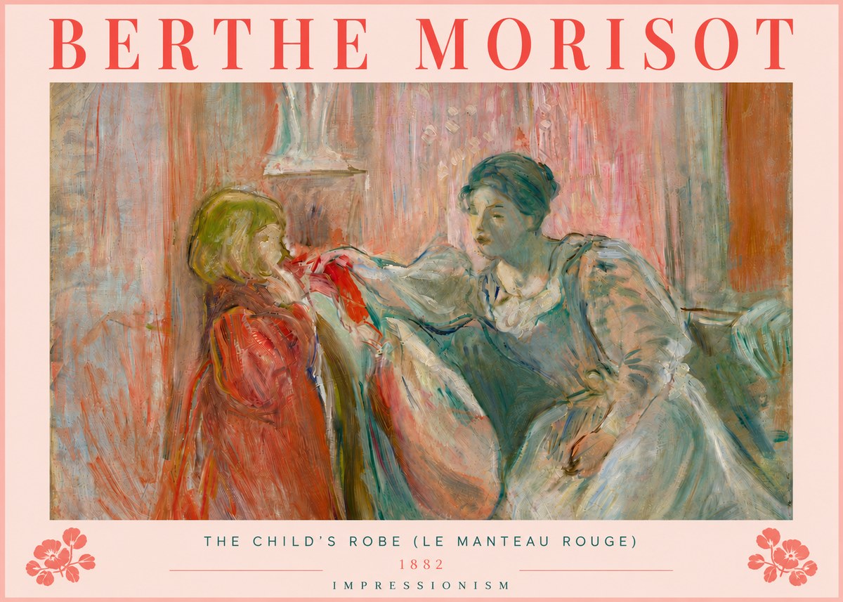 Berthe Morisot The Child's Robe (Le Manteau Rouge) No5 - Póster