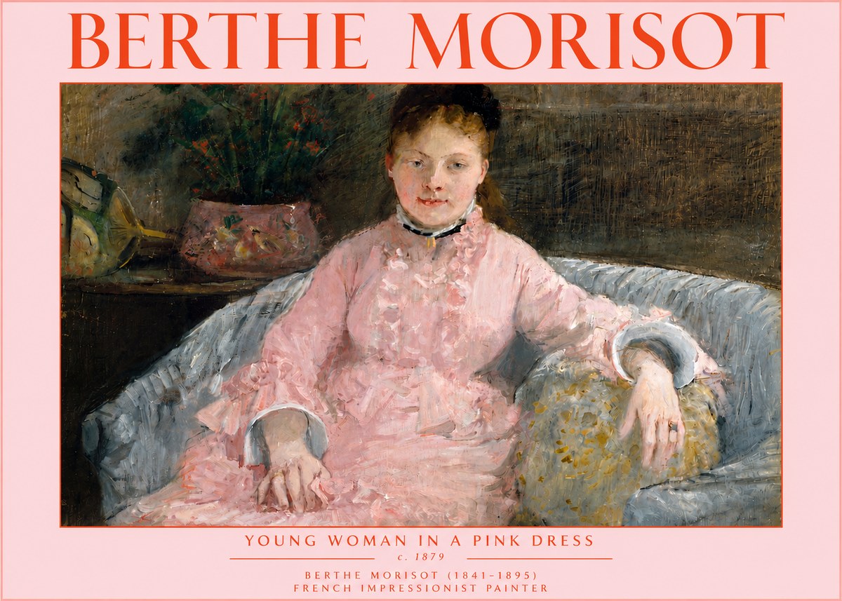 Berthe Morisot Young Woman in a Pink Dress I No5 - Póster