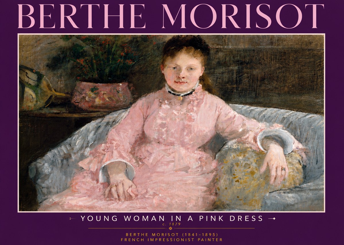 Berthe Morisot Young Woman in a Pink Dress I No6 - Póster