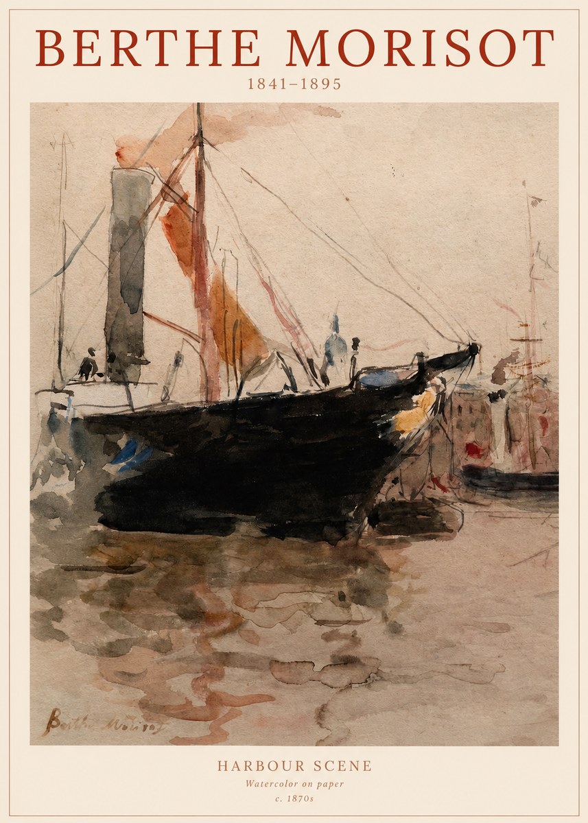 Berthe Morisot Harbour Scene No1 - Póster