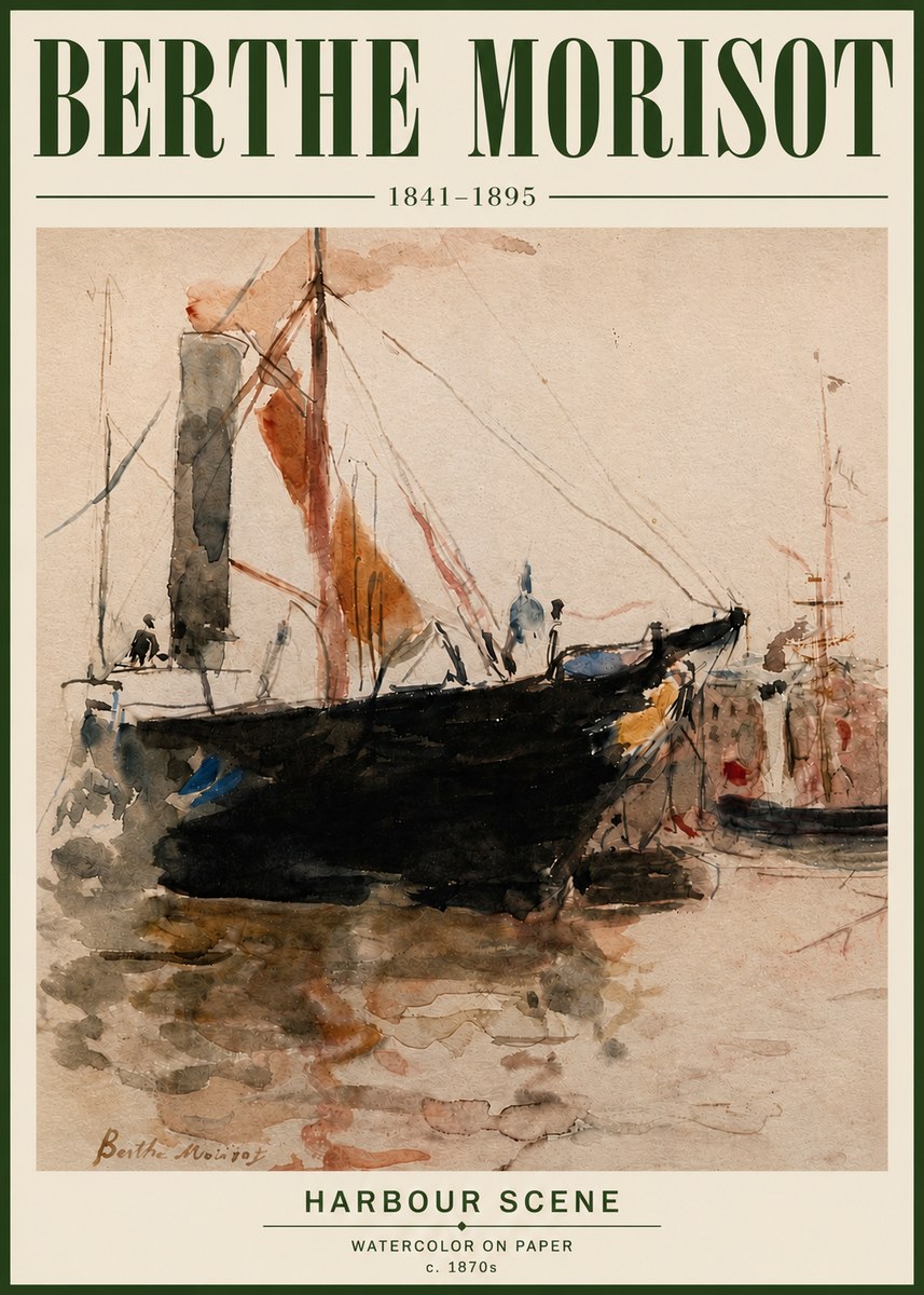 Berthe Morisot Harbour Scene No6 - Póster
