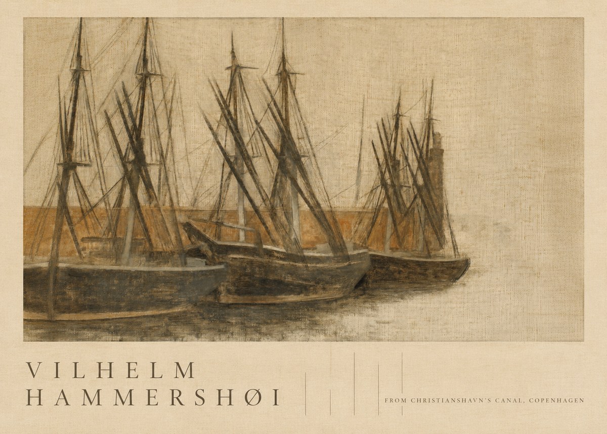 Vilhelm Hammershøi From Christianshavn's Canal, Copenhagen No5 - Póster