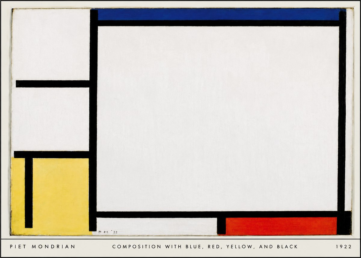 Piet Mondrian Composition with Blue, Red, Yellow, and Black No6 - Póster