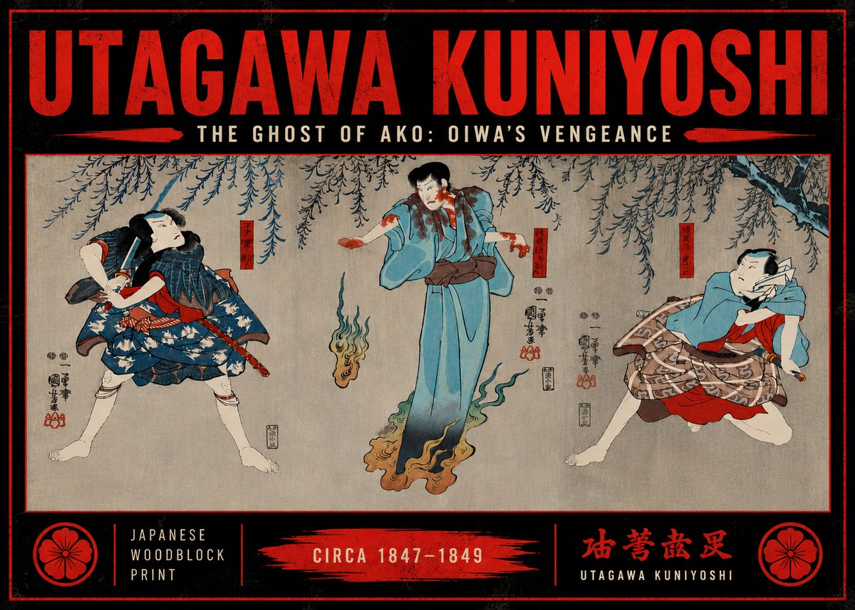 Utagawa Kuniyoshi The Ghost of Ako: Oiwa's Vengeance No6 - Póster