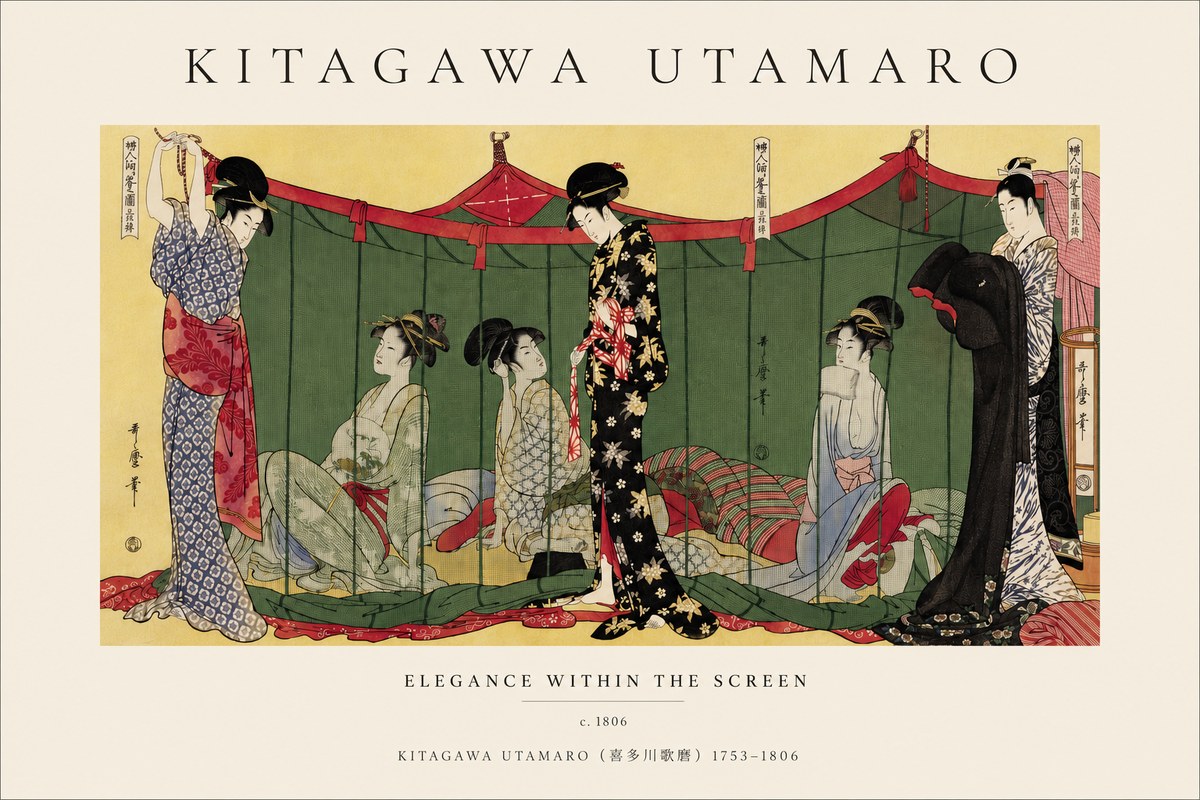 Kitagawa Utamaro Elegance Within the Screen No3 - Póster