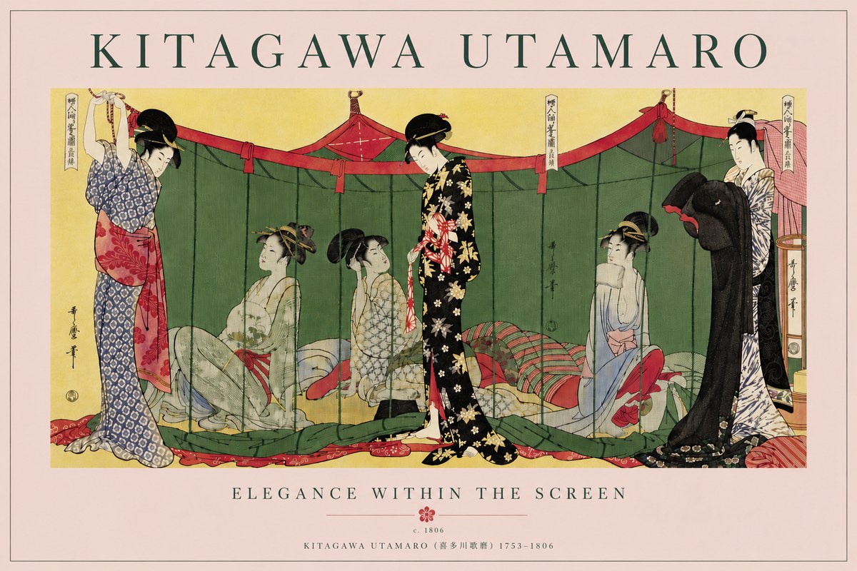 Kitagawa Utamaro Elegance Within the Screen No6 - Póster