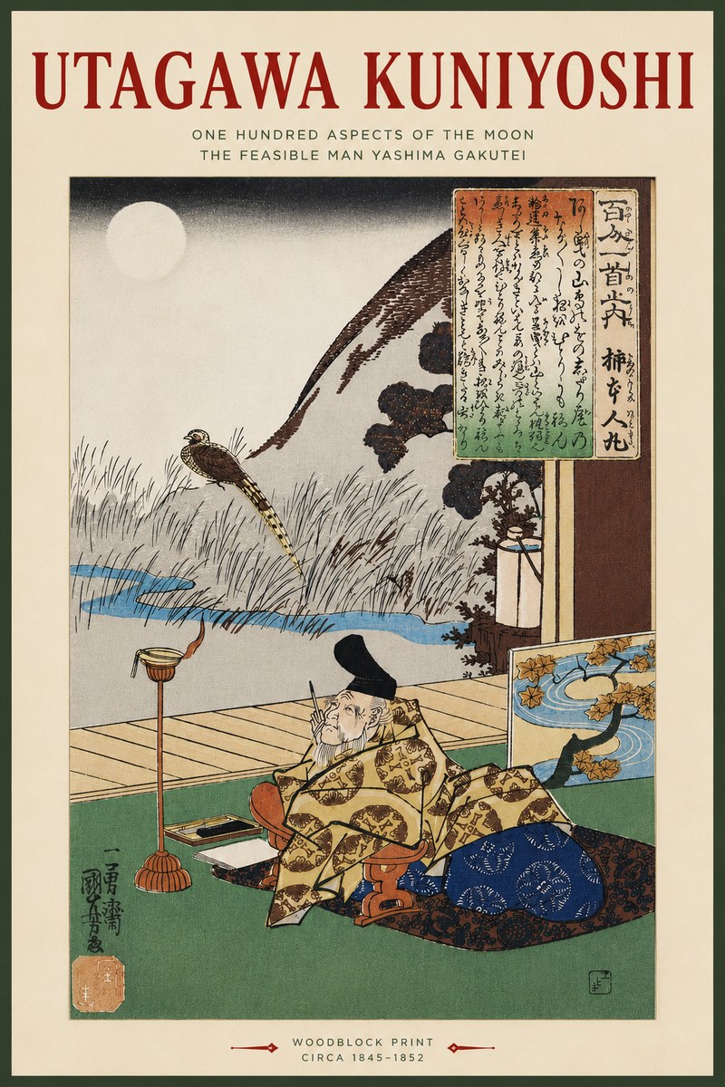 Utagawa Kuniyoshi The Feasible Man Yashima Gakutei No4 - Póster
