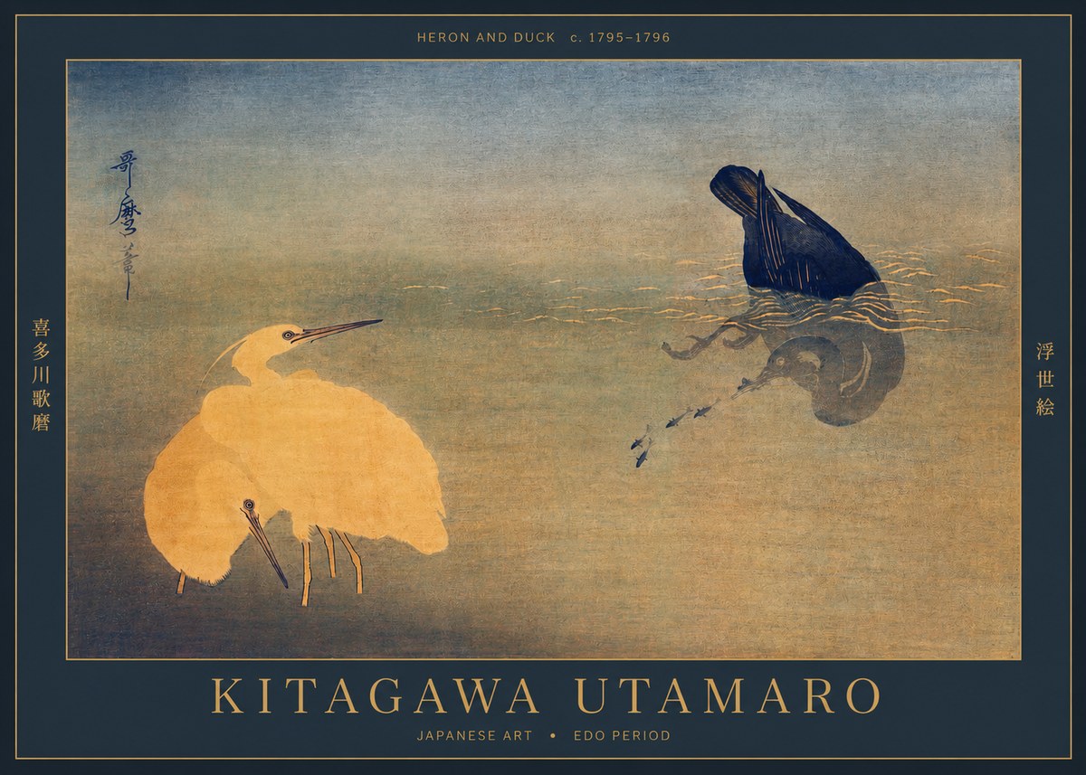 Kitagawa Utamaro Heron and Duck No2 - Póster