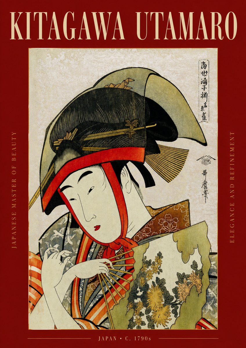 Kitagawa Utamaro Beauty with a Fan I No3 - Póster