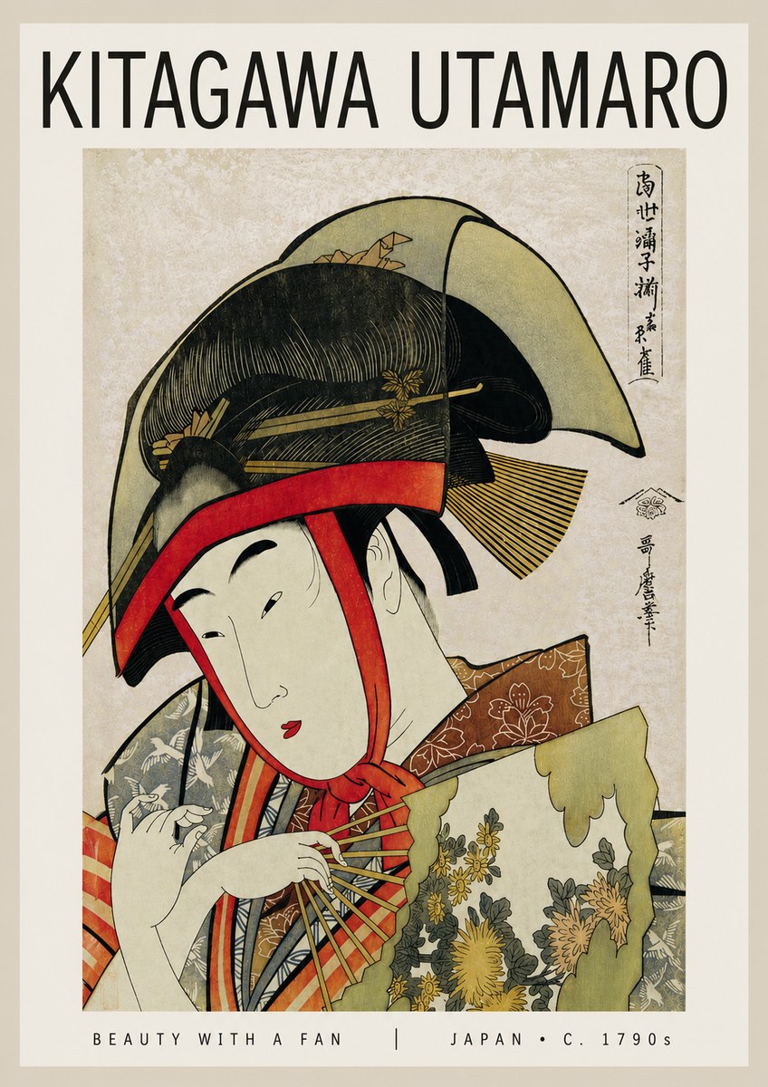 Kitagawa Utamaro Beauty with a Fan I No4 - Póster