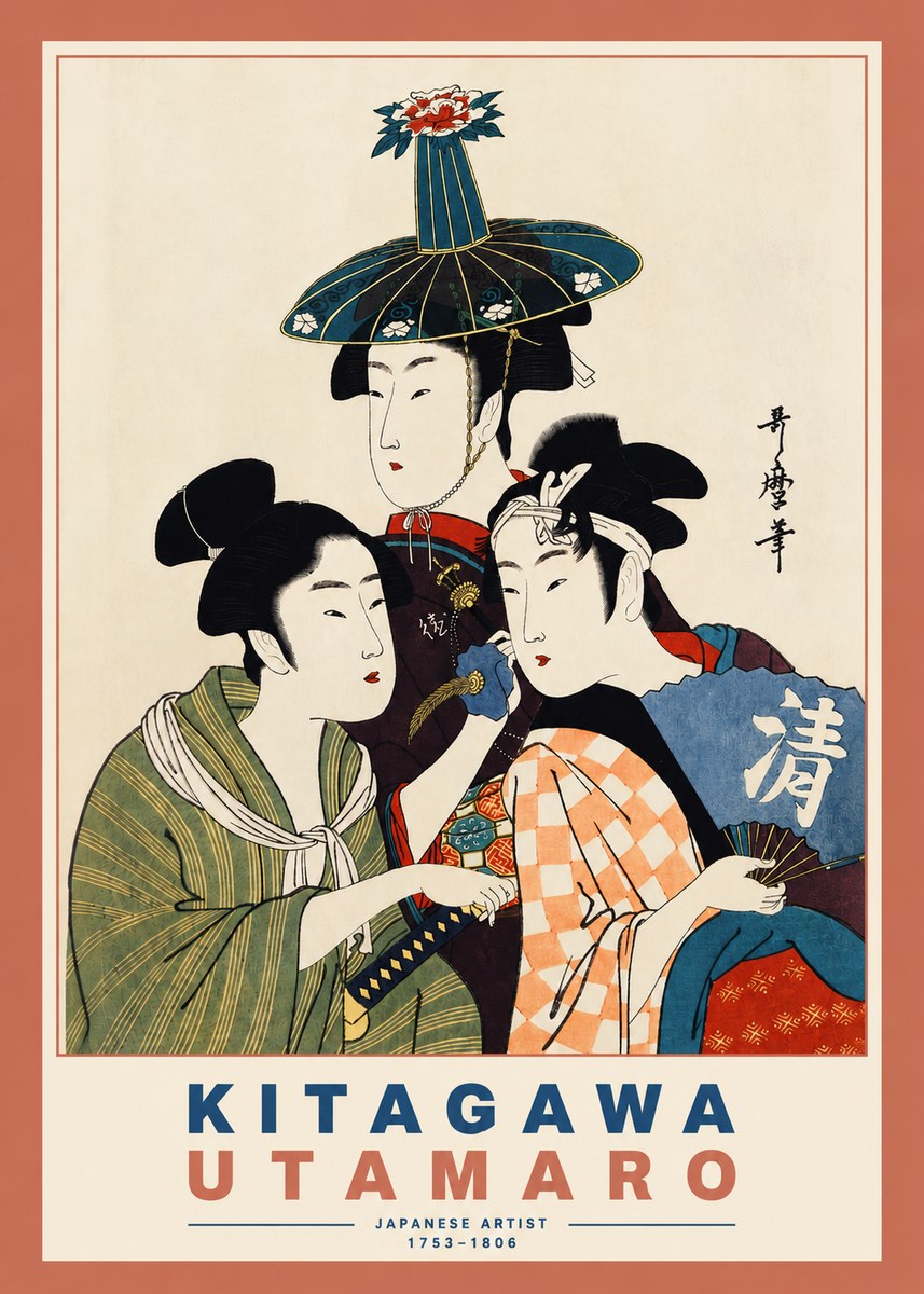 Kitagawa Utamaro Three Beauties No5 - Póster