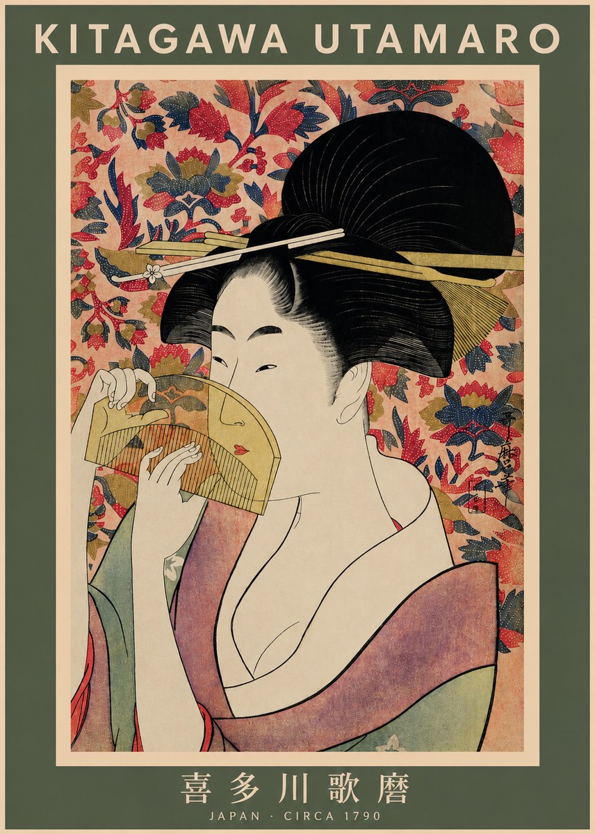 Kitagawa Utamaro Beauty with a Fan II No2 - Póster