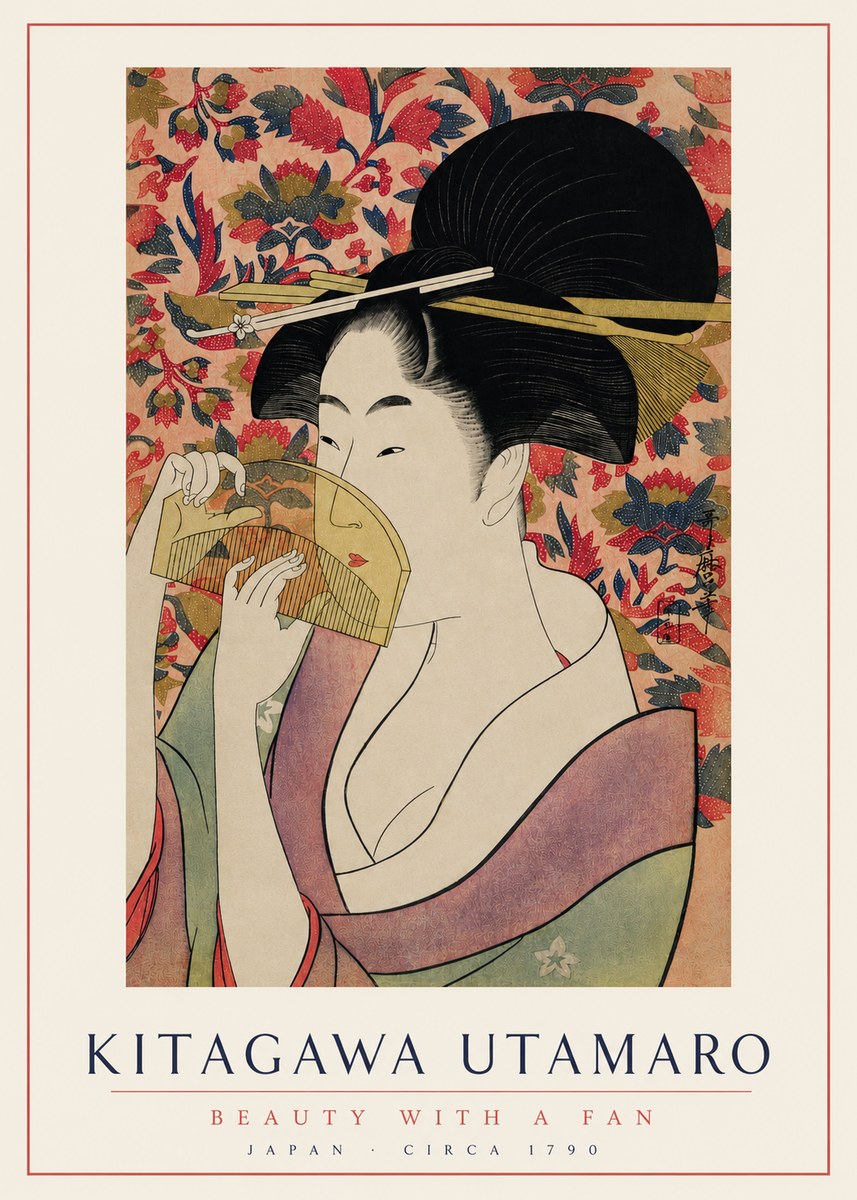 Kitagawa Utamaro Beauty with a Fan II No3 - Póster