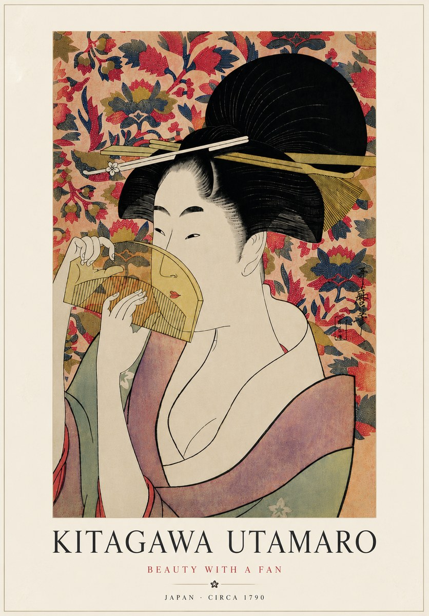 Kitagawa Utamaro Beauty with a Fan II No6 - Póster