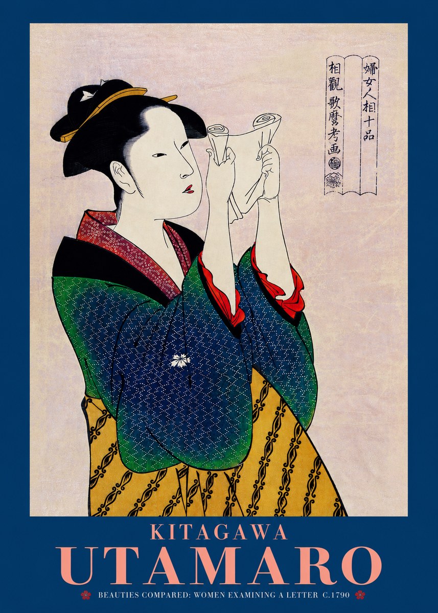 Kitagawa Utamaro Beauties Compared: Women Examining a Letter No2 - Póster