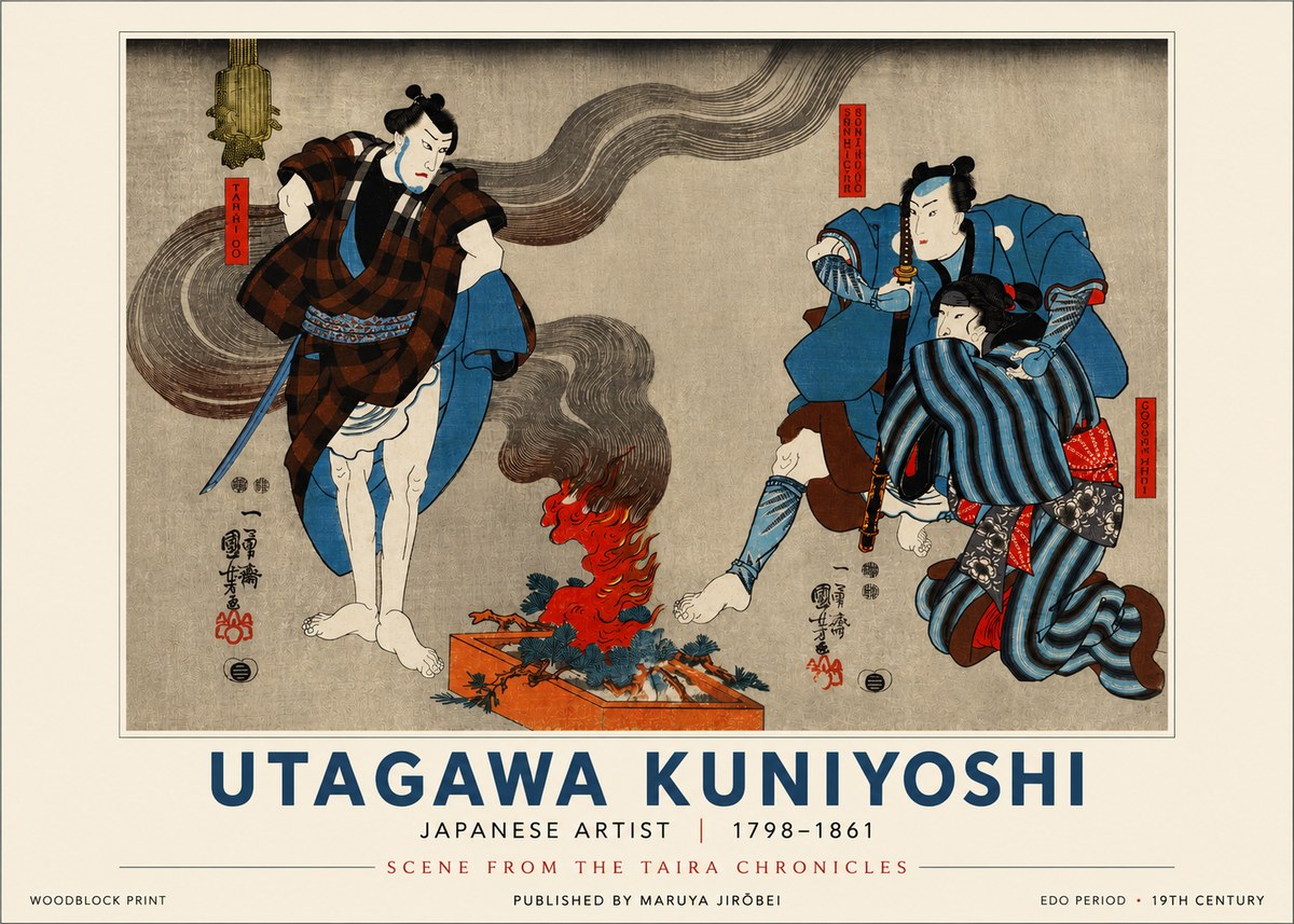 Utagawa Kuniyoshi Scene from the Taira Chronicles No3 - Póster