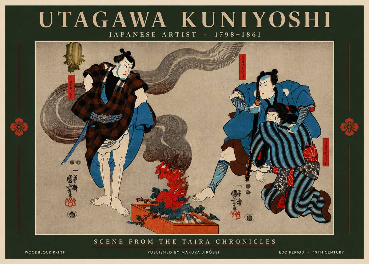 Utagawa Kuniyoshi Scene from the Taira Chronicles No6 - Póster