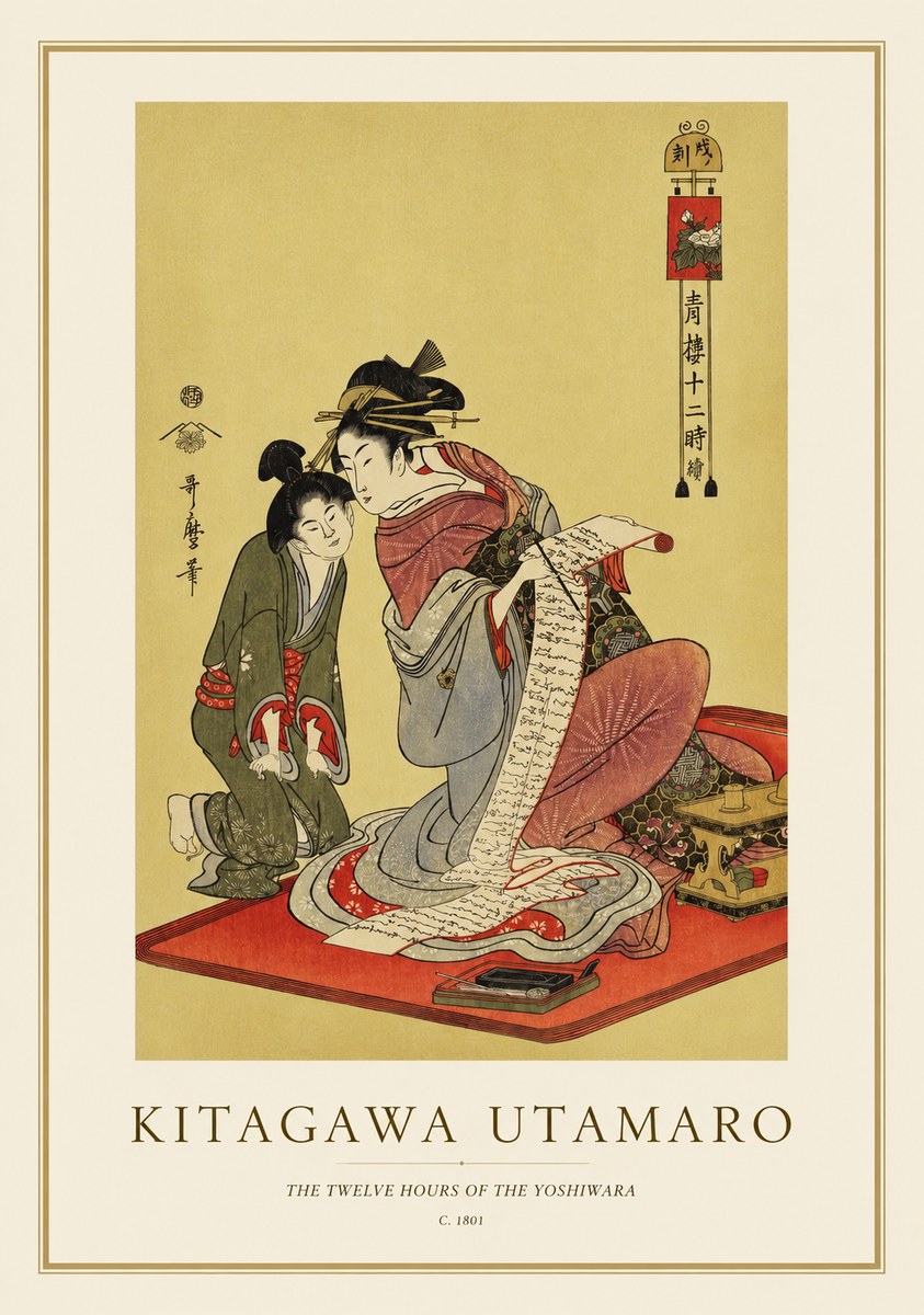 Kitagawa Utamaro The Twelve Hours of the Yoshiwara No1 - Póster