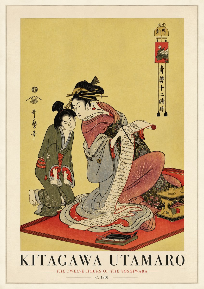 Kitagawa Utamaro The Twelve Hours of the Yoshiwara No3 - Póster