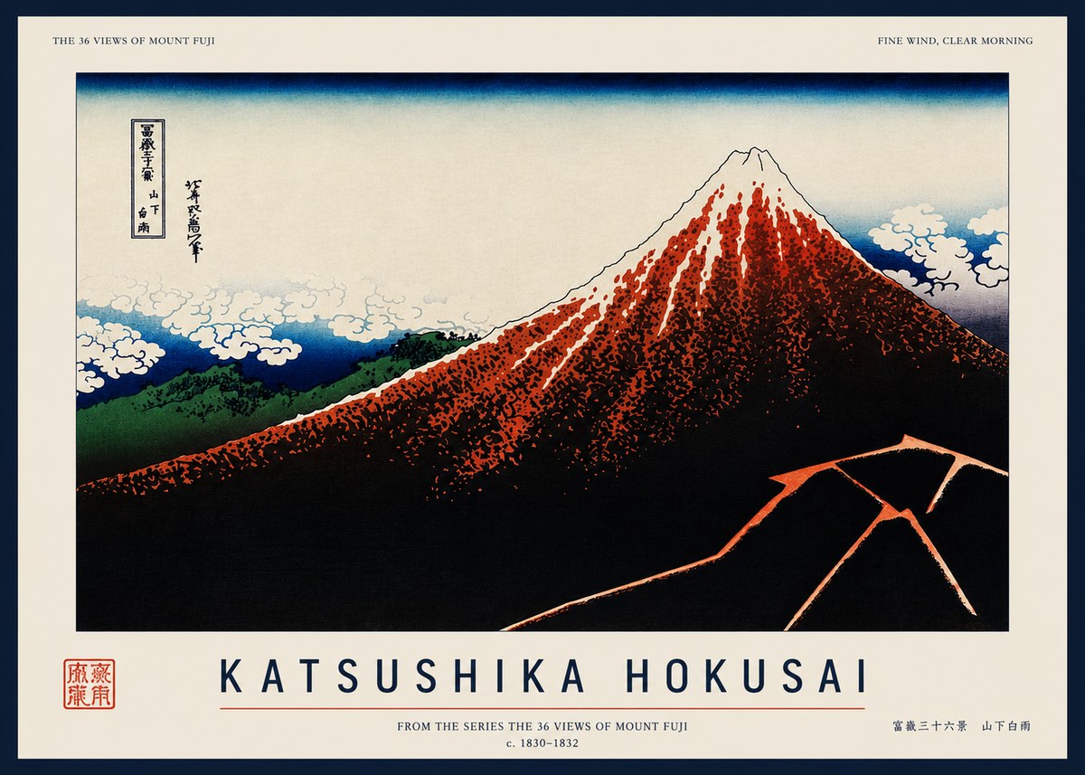Katsushika Hokusai Fine Wind, Clear Morning No3 - Póster
