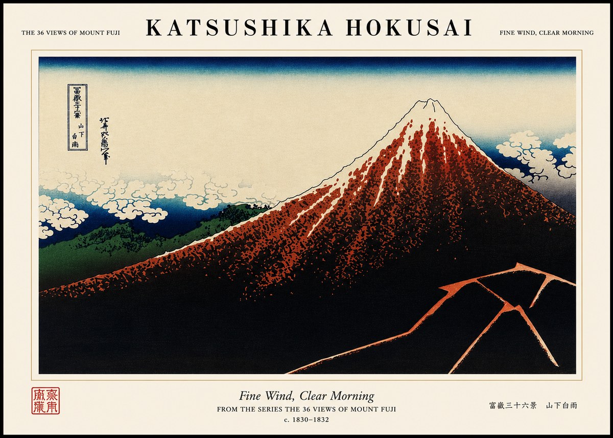 Katsushika Hokusai Fine Wind, Clear Morning No4 - Póster